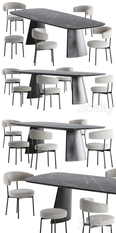 Neuilly chair Torii_table set by Bonaldo